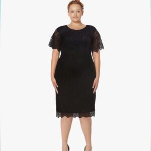 NEW| Elegant Floral Lace Round Neck Short Sleeves Cocktail Party Dress